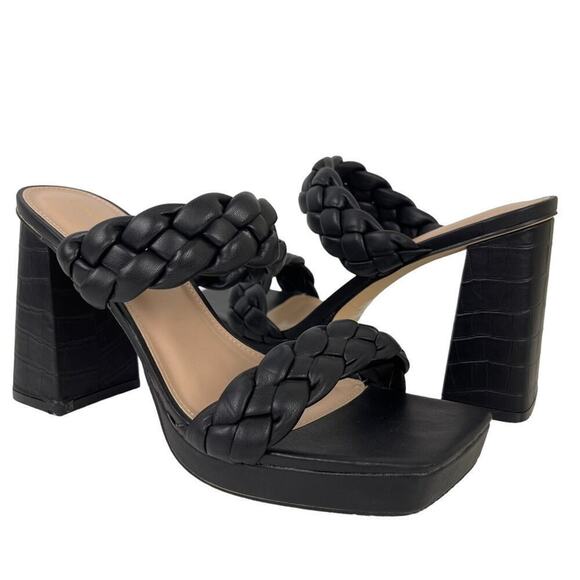 Sincerely Jules Black Platform Aurora Braided Straps Block Heel Sandals Size 10M - Picture 5 of 16